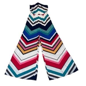 Latise Multicolored Strip Wide Leg Romper, Neck Tie, size Small, NWT